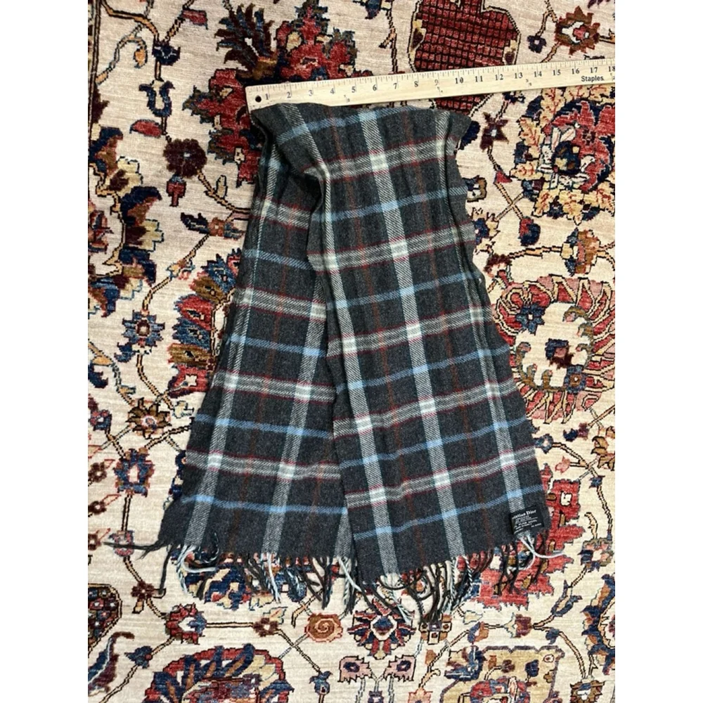 Vintage Christian Dior Mens Pure New Wool Plaid Made in France Scarf